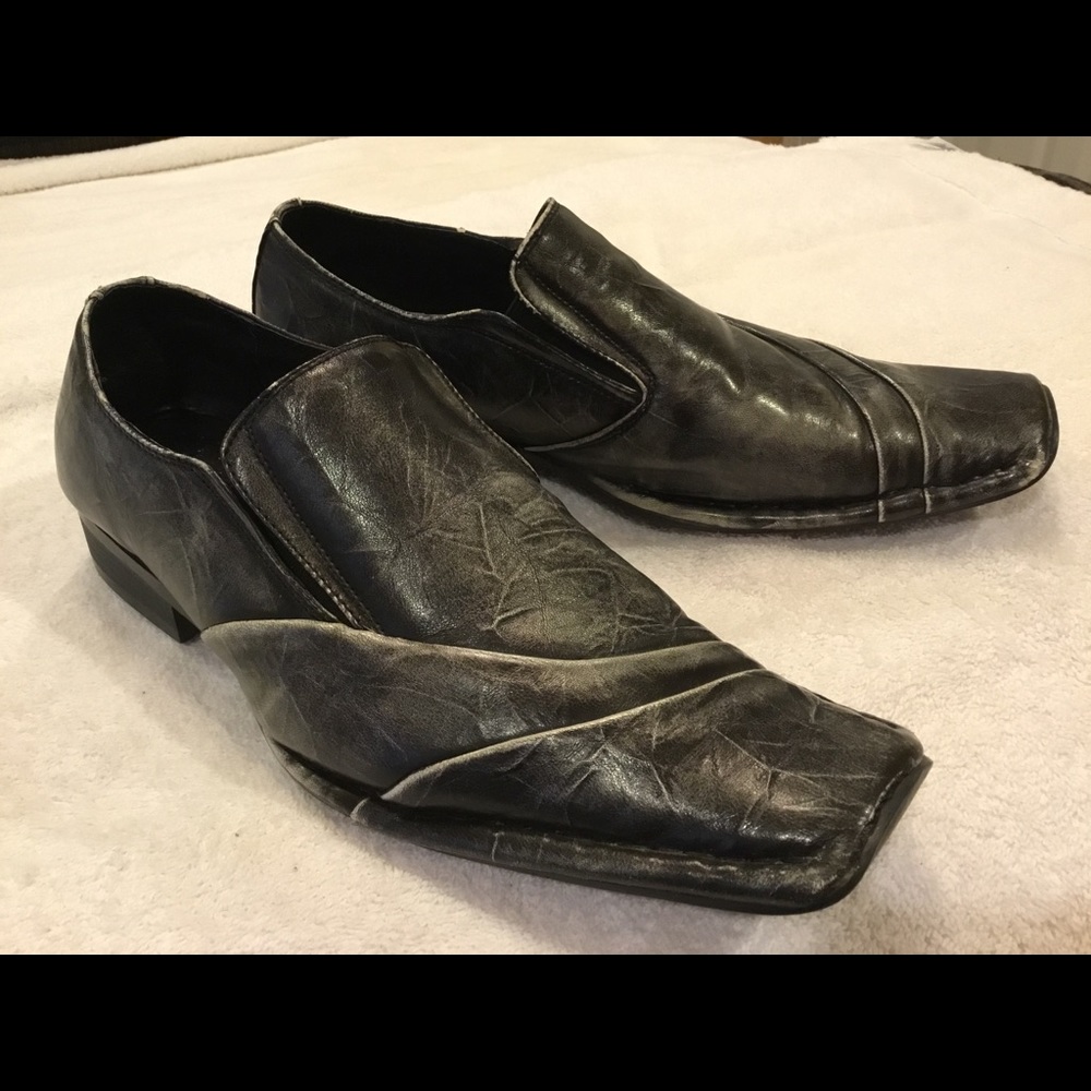 Marco Rossi Mens Grey Slip On Dress Shoes Size 8.5